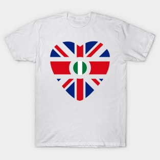 British Nigerian Multinational Patriot Flag Series (Heart) T-Shirt